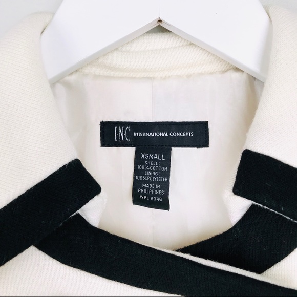 INC International Concepts Ivory/Black Piping Coat - Picture 3 of 8